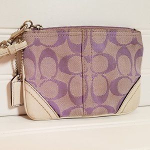 COACH Canvas and Leather Lavender WRISTLET